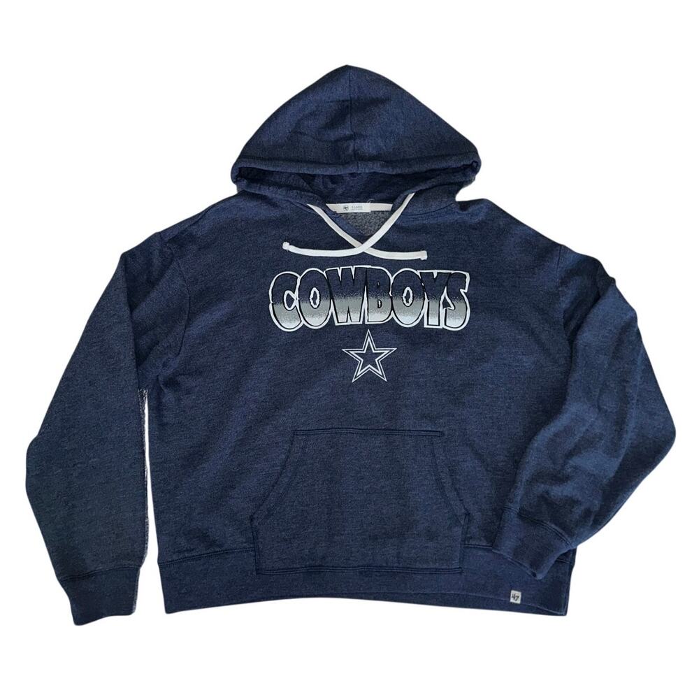 Dallas Cowboys Men's ’47 Brand Cropped Hoodie XL Navy Blue NFL Pullover